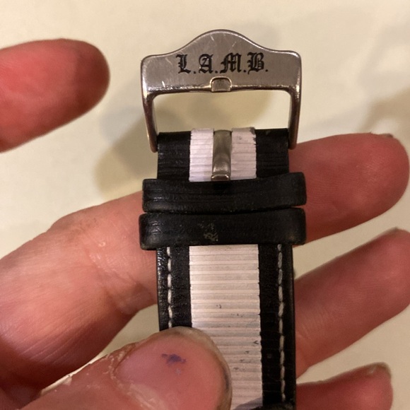 L.A.M.B. x Gwen Stefani Leather & Silver Coin Dial Rocker Quartz Watch - Picture 7 of 10